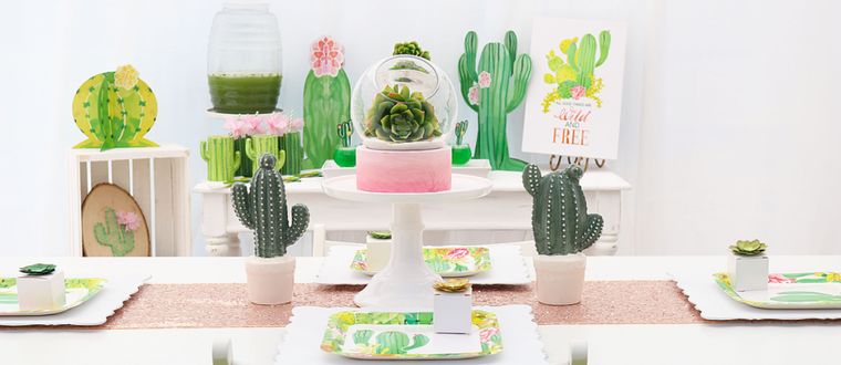 cumpleaños decoracion con cactus