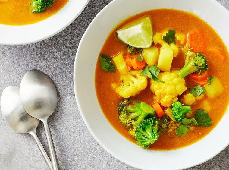 cena vegana curry verduras