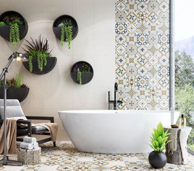 decoración de interiores baño vegetacion