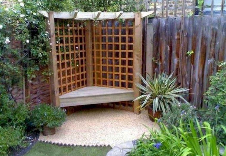 ideas para jardines pequeños asiento esquina