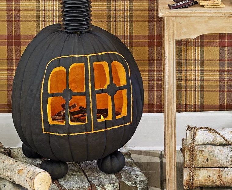 decoración de halloween calabaza estufa