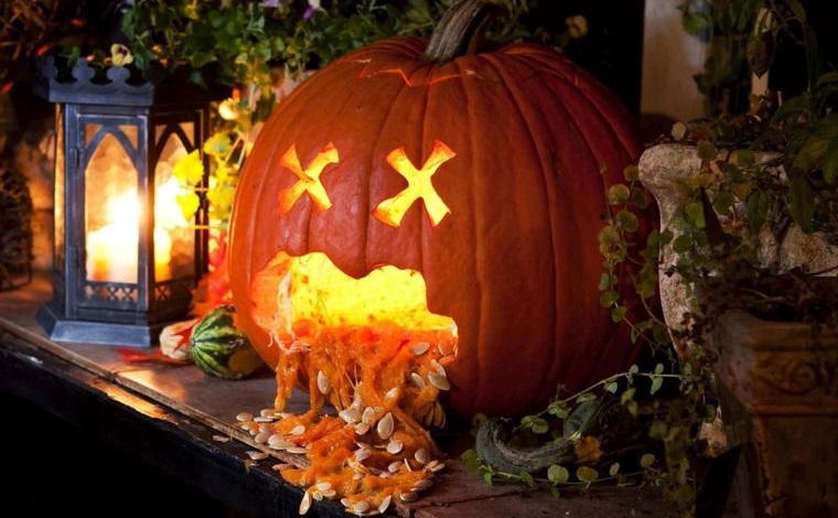 decoración de halloween linterna de calabaza