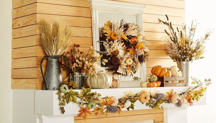 decoración otoño con elementos naturales
