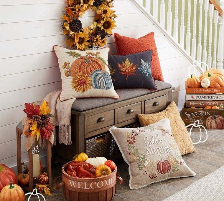decoración otoño en pequeño rincon interior