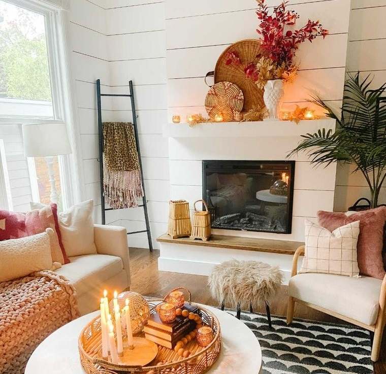 decoración otoño para pequeña sala de estar