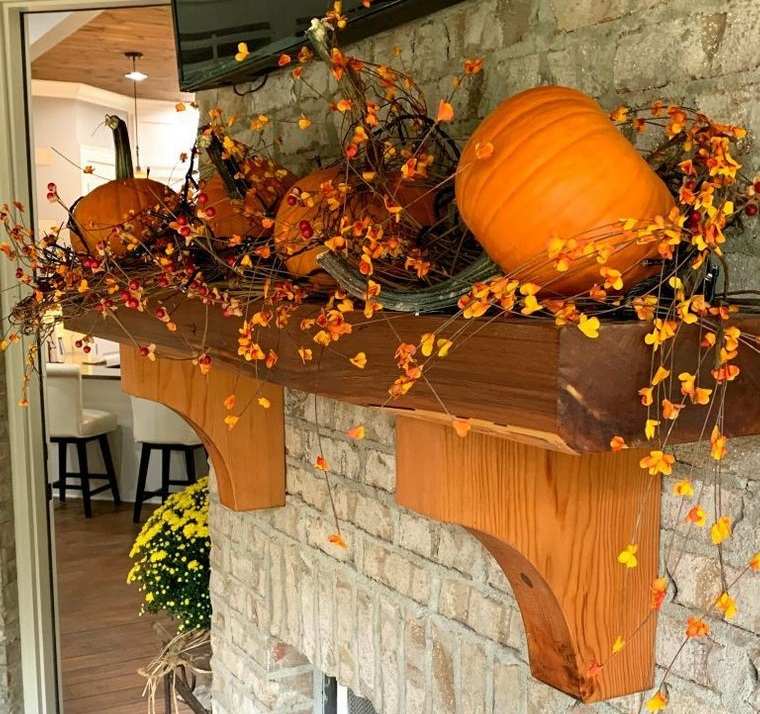 decoración otoño repisa de chimenea