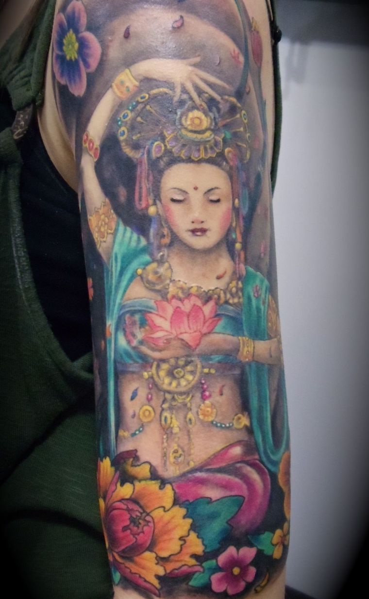 tatuajes para mujeres de la diosa kwan yin