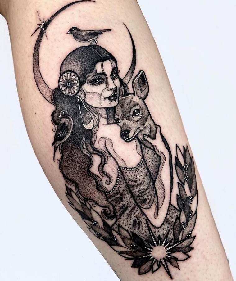 tatuajes para mujeres diosa selene