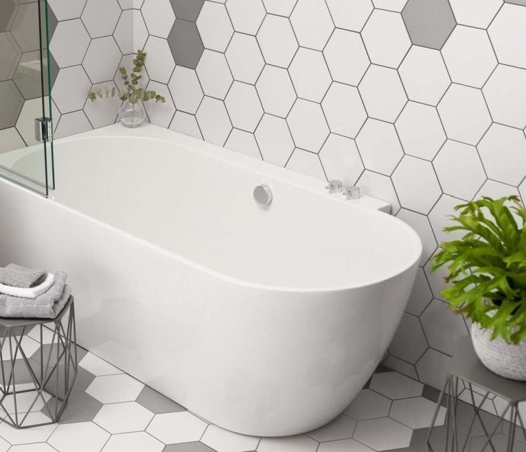 azulejos hexagonales en baños