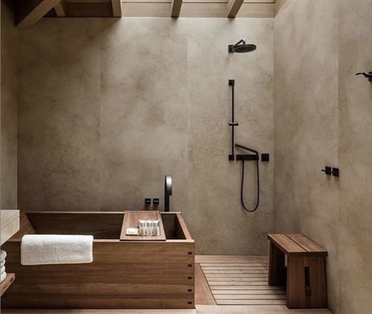 baño con estilo rustico minimalista