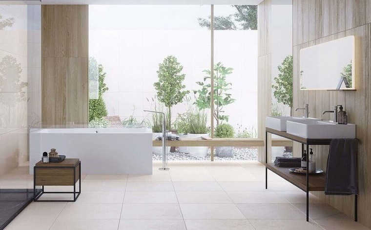 baño con lineas limpias minimalista