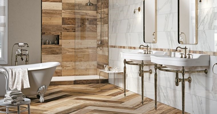 baños azulejos con efecto madera