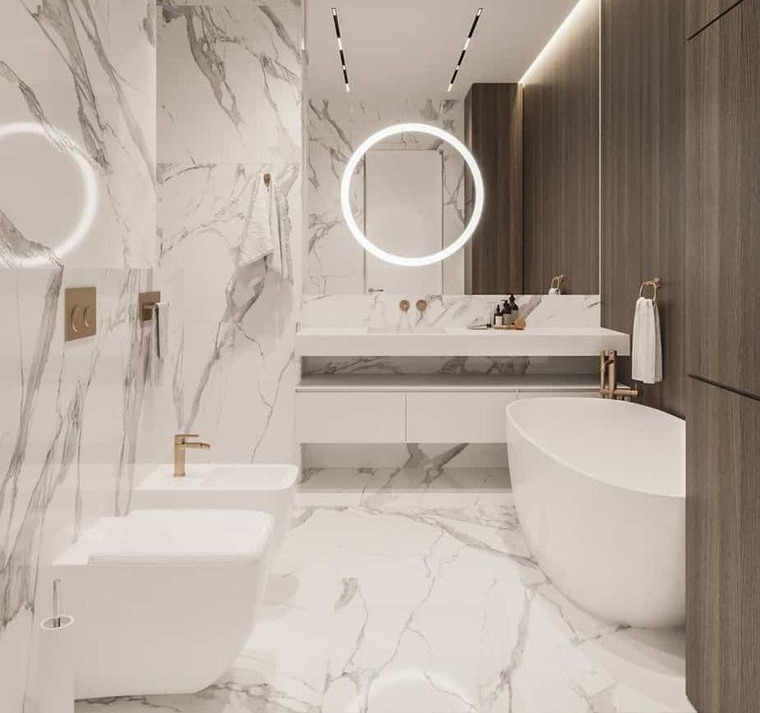 diseño de baño con marmol 2022