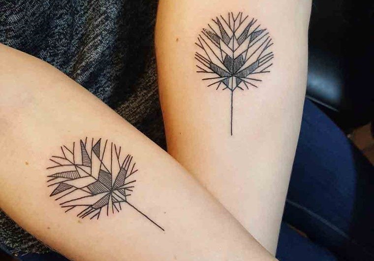 tatuajes de hojas diseño geometrico