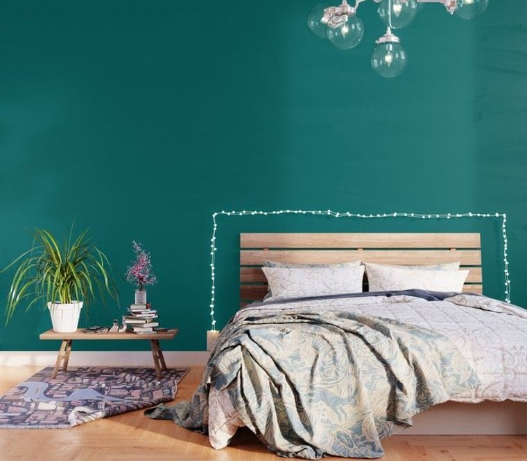 dormitorio con verde quetzal