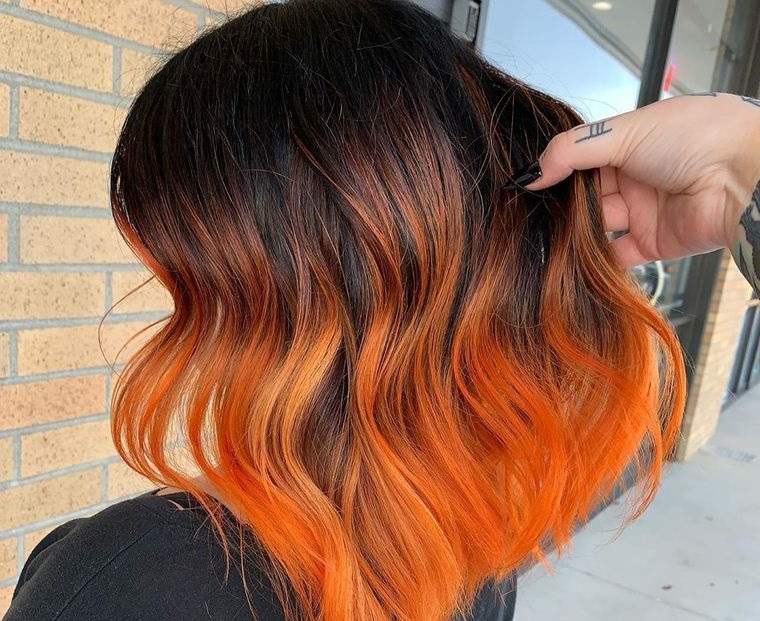 cabello ombre naranja