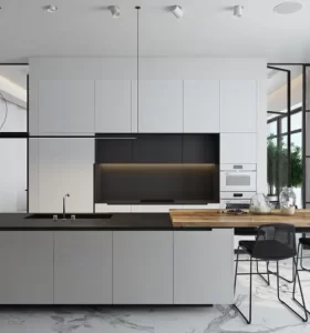 Cocinas blancas y negras modernas - Una solución estilística del diseño de moda de la cocina 2022