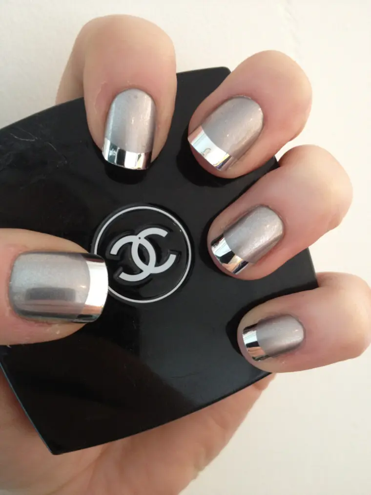 silver metallic nail design