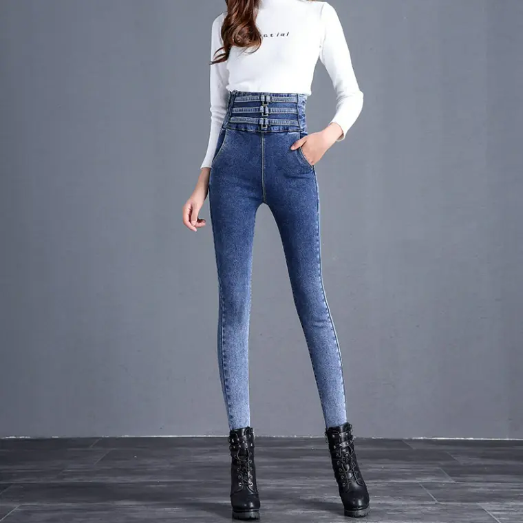 jeans de doble cintura faja
