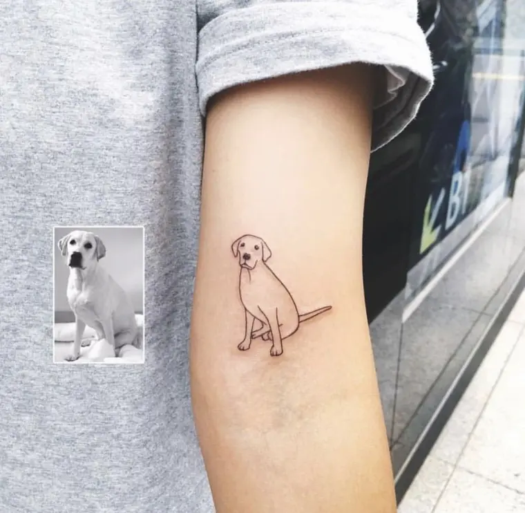 tatuaje minimalista perrito real