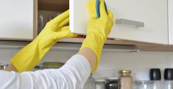 vinagre y agua tibia para limpiar la cocina
