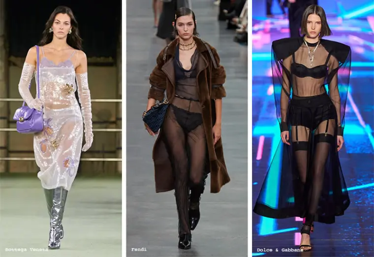tendências inverno 2023 vestidos transparências moda