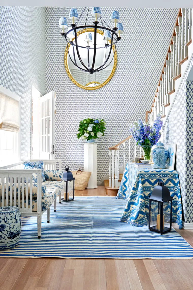 decoração branca e azul para sala