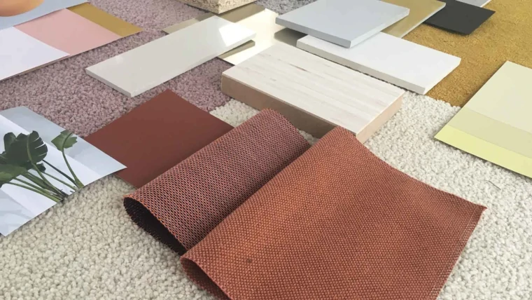 Diferentes colores y texturas de alfombras