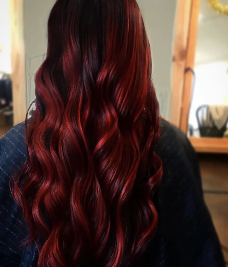 balayage rojo cabello largo ideas