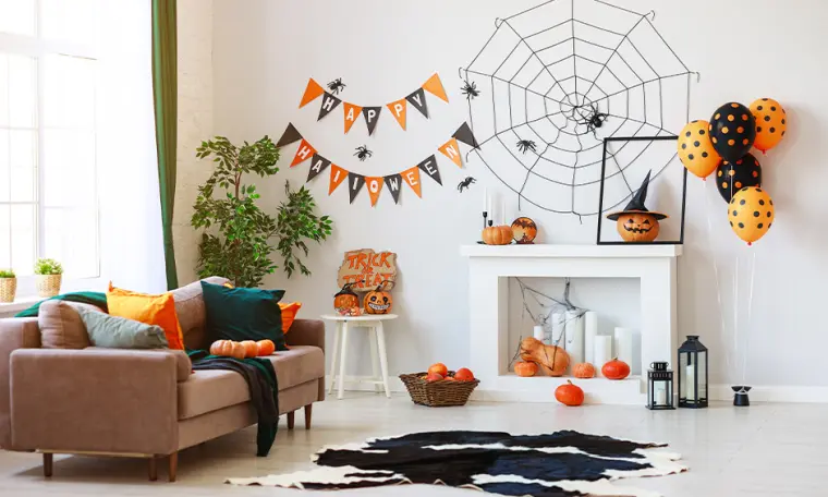 decoración para halloween sala de estar