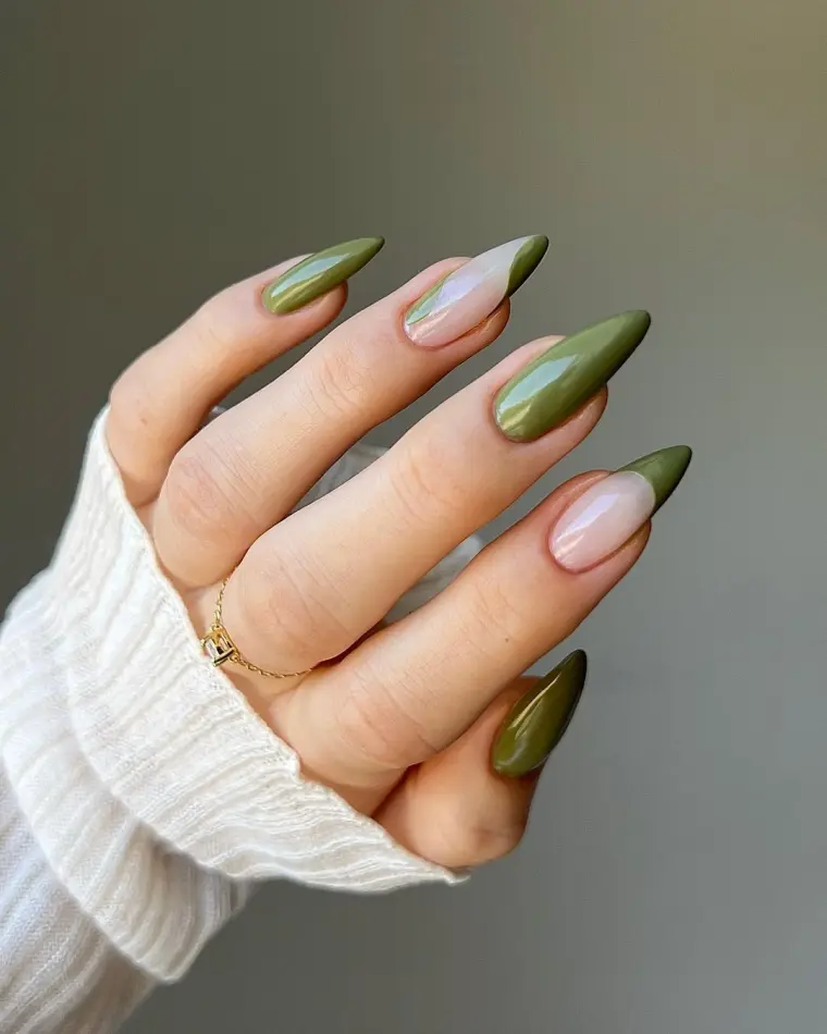 manicura bella color verde