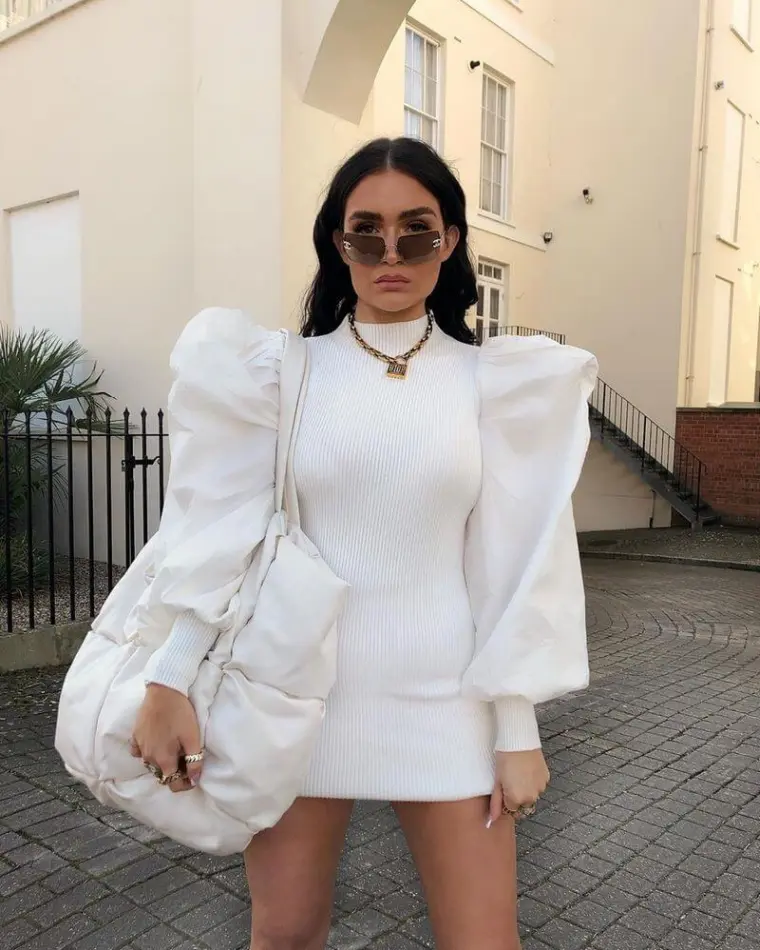 vestido blanco moderno de punto
